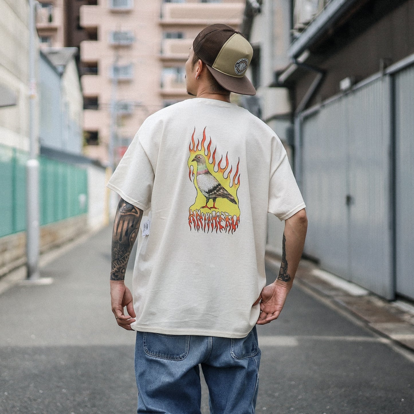 ANTIHERO / FLAME PIGEON S/S TEE (NATURAL)