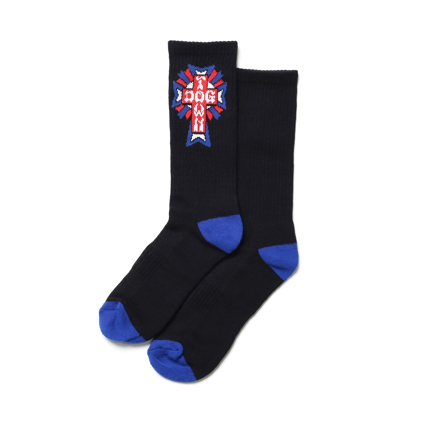 DOGTOWN / CROSS LOGO COLOR CREW SOCKS (BLACK)