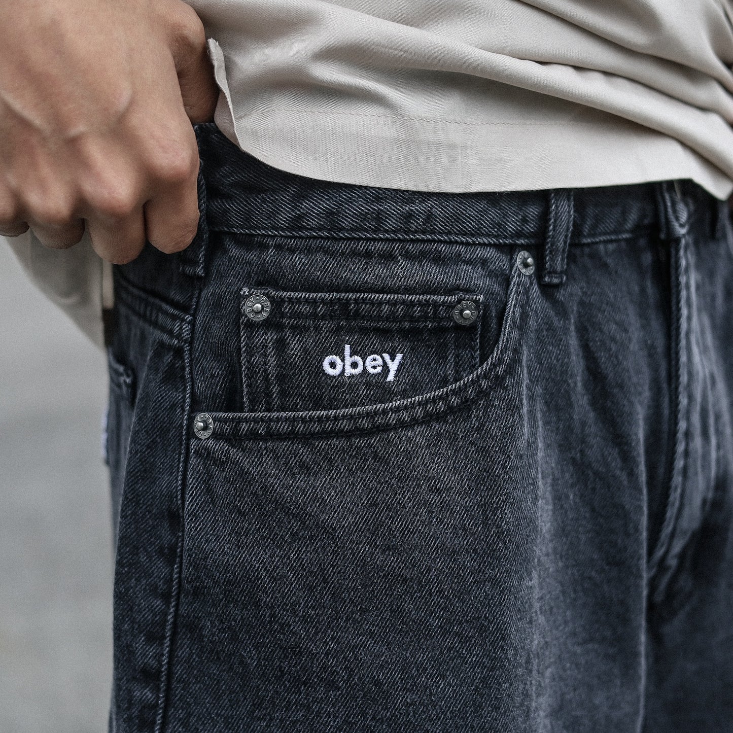 OBEY / BIGWIG BAGGY DENIM SHORT (FADED BLACK)