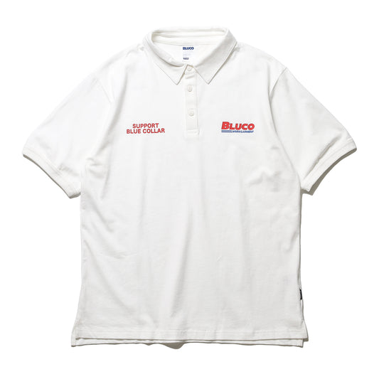 BLUCO / HEAVY DRY COTTON POLO NECK TEE -BWG- (WHITE)