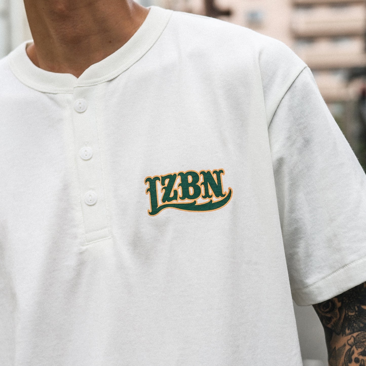 LZBN / No.13 HENLEY NECK TEE (NATURAL)