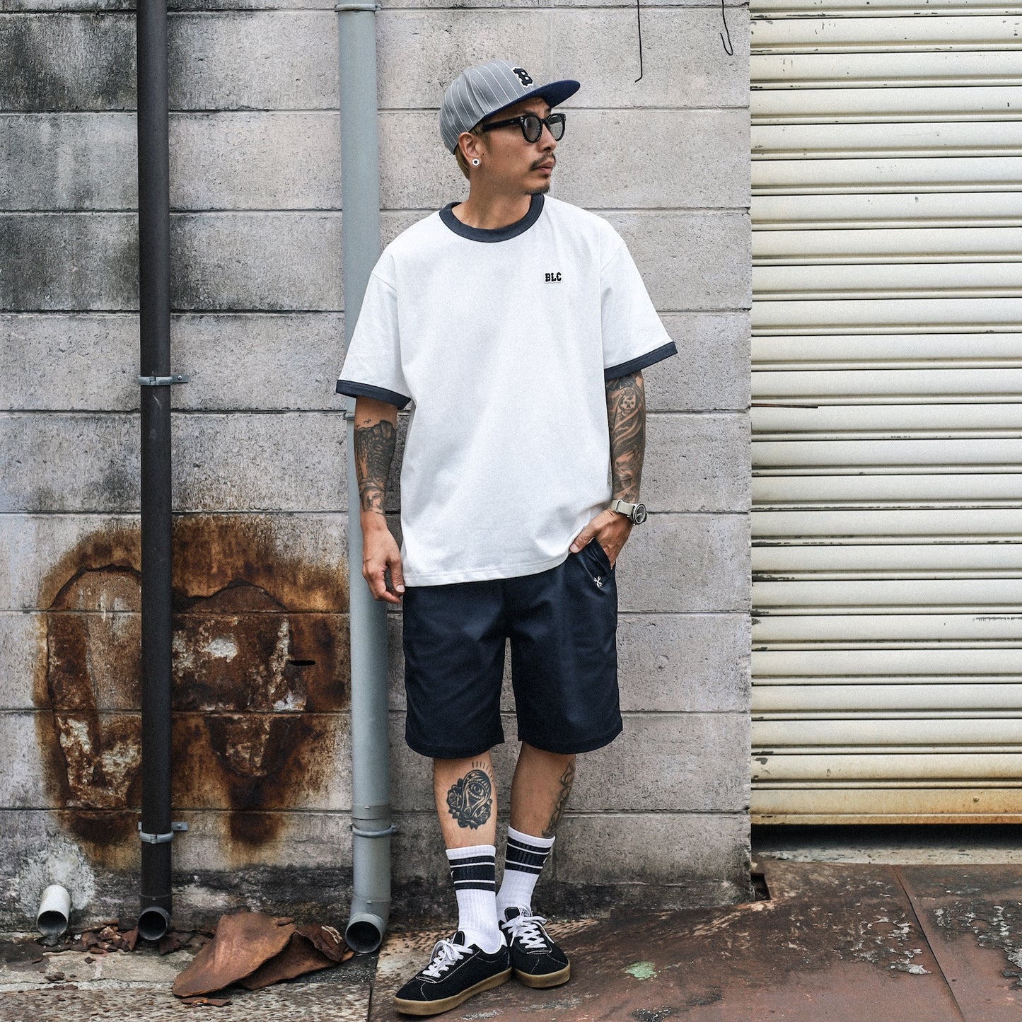 BLUCO / HEAVY DRY COTTON RINGER TEE -BLC- (WHITE)