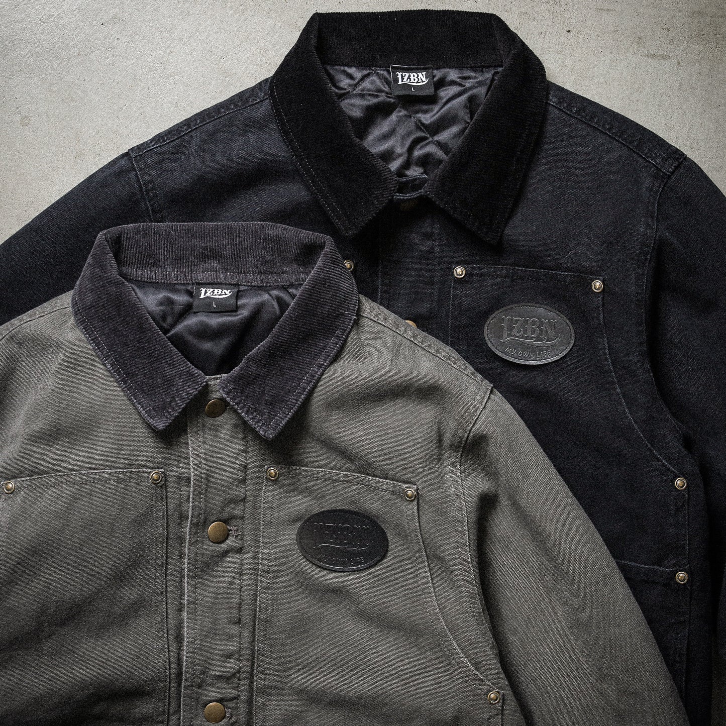 LZBN / OVAL LOGO PATCH CANVAS WORK JACKET (BLACK)