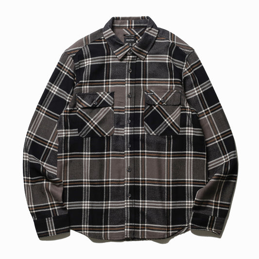 BRIXTON / BOWERY L/S FLANNEL (BLACK/CHARCOAL/PINECONE)