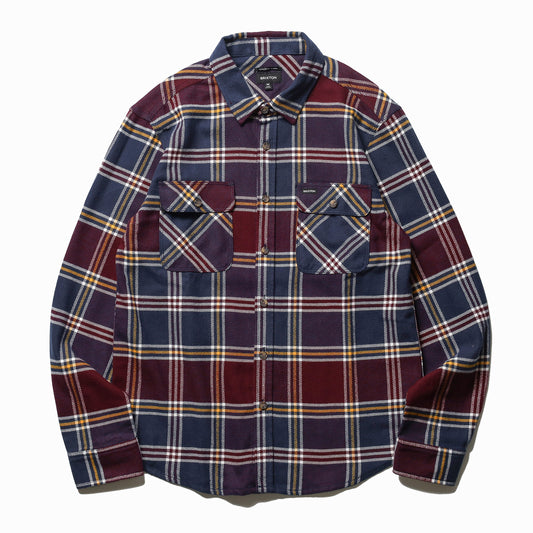 BRIXTON / BOWERY L/S FLANNEL (MOOD INDIGO/PORT/SAFFRON)