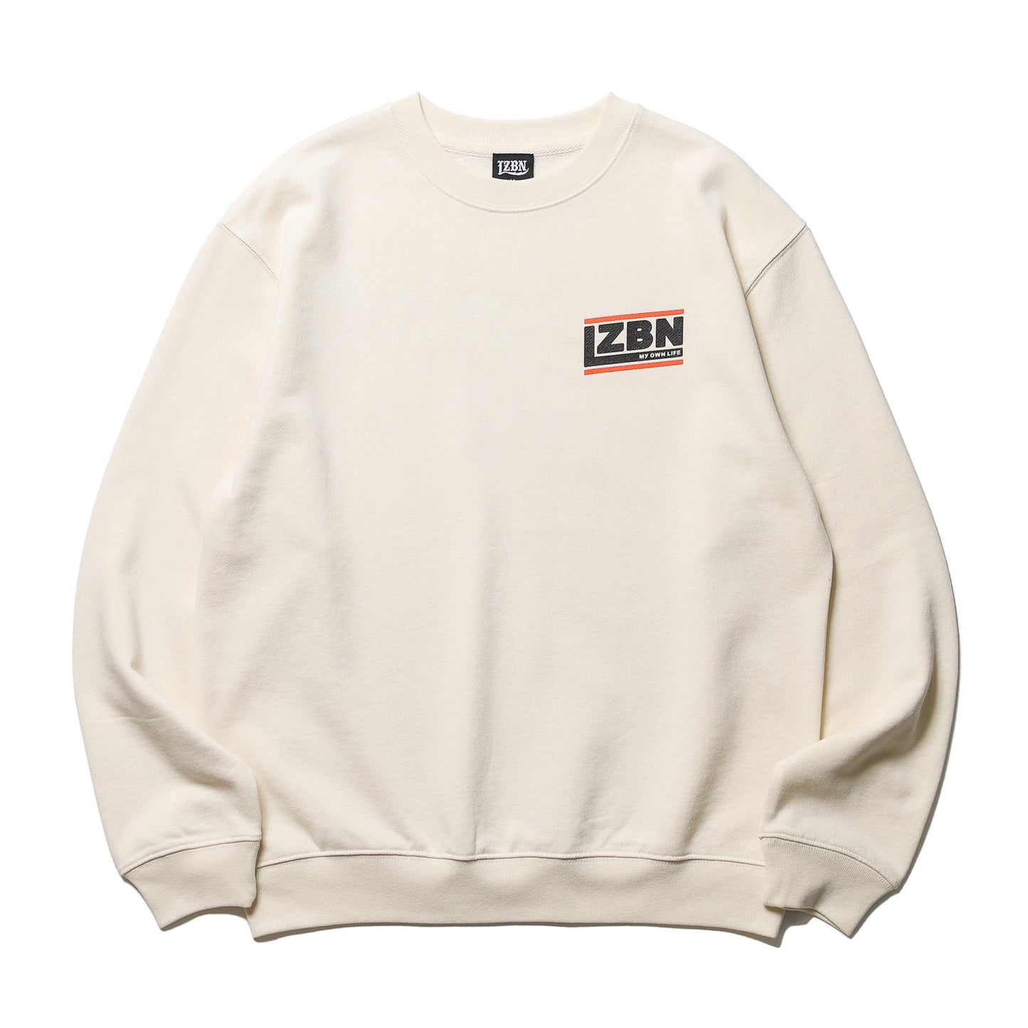 LZBN / SLANT LOGO LIGHTWEIGHT CREWNECK SWEAT (NATURAL)