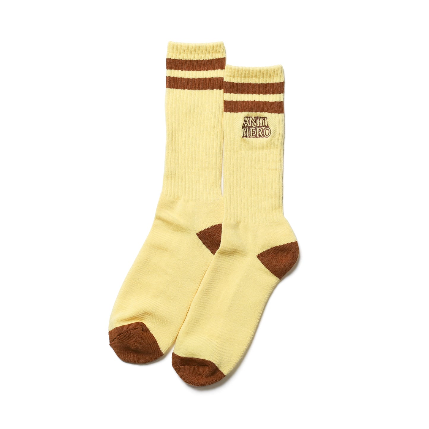 ANTIHERO / BLACKHERO OUTLINE EMB SOCKS (PALE YELLOW/BROWN)