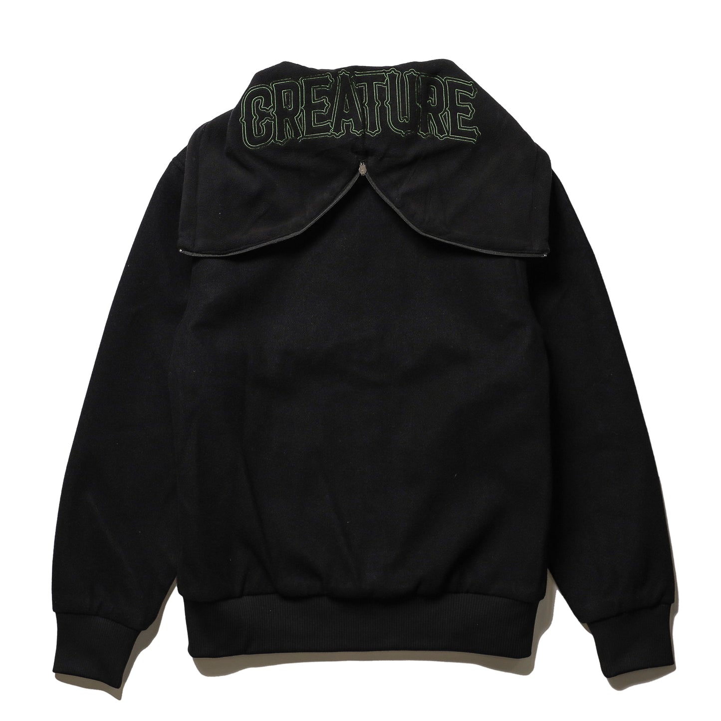 CREATURE / DROP OUT HOODED VARSITY JACKET (BLACK)