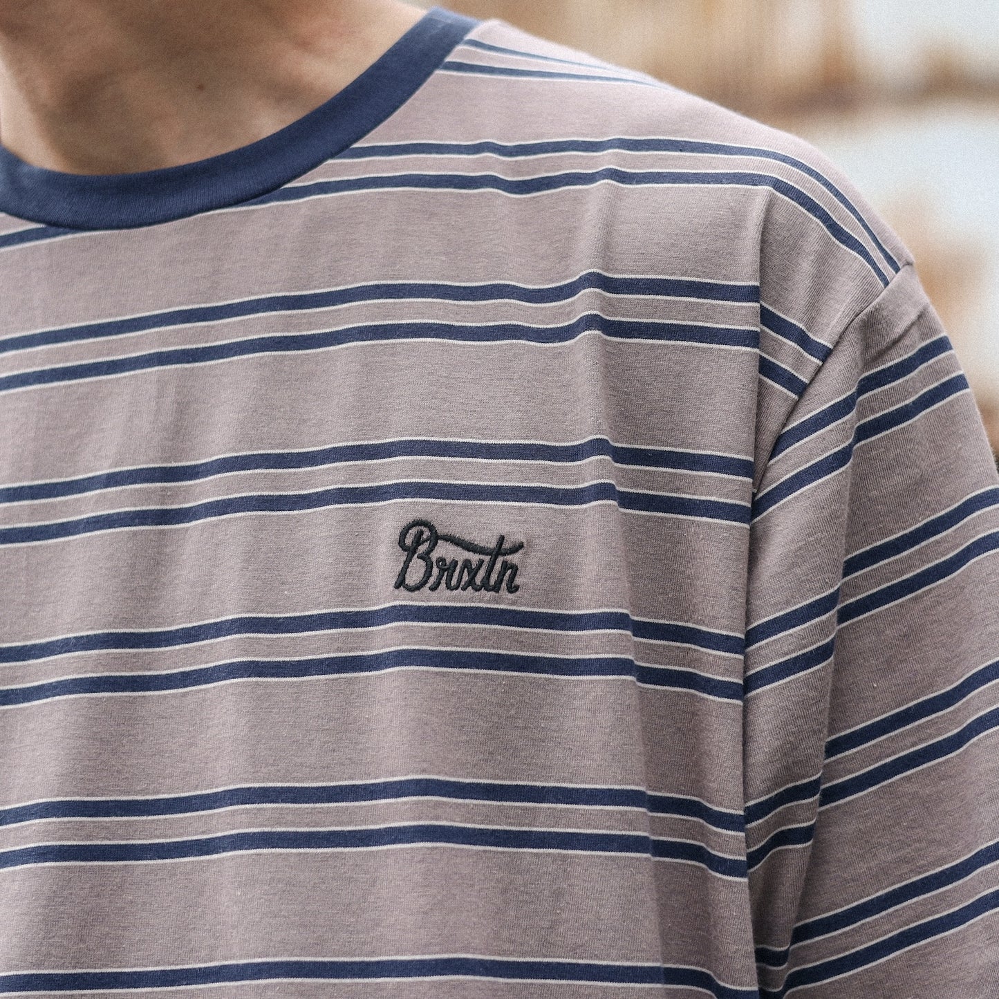 BRIXTON / HILT STITH S/S KNIT (CINDER GREY/WASHED NAVY)