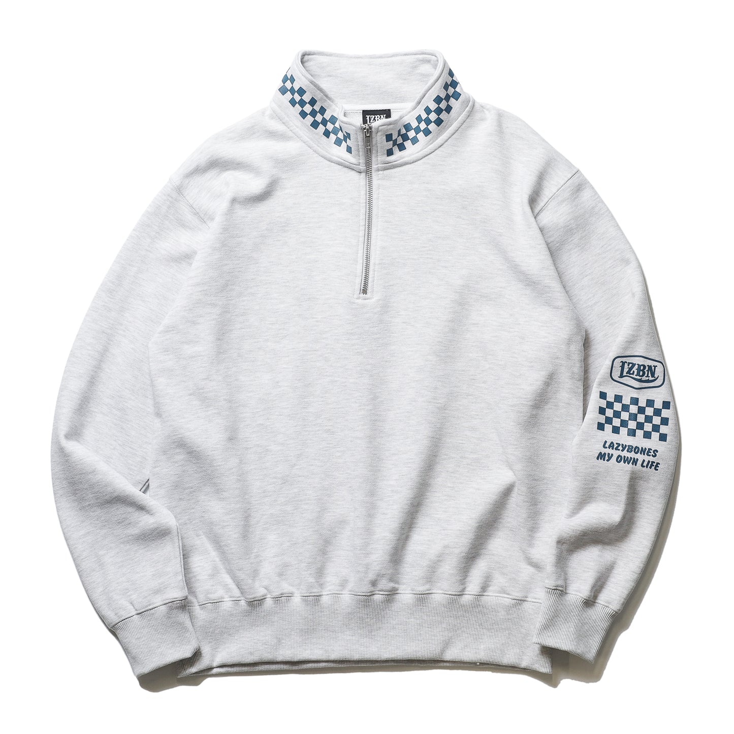 LZBN / HEXAGON & CHECKER HALF ZIP SWEAT (ASH)