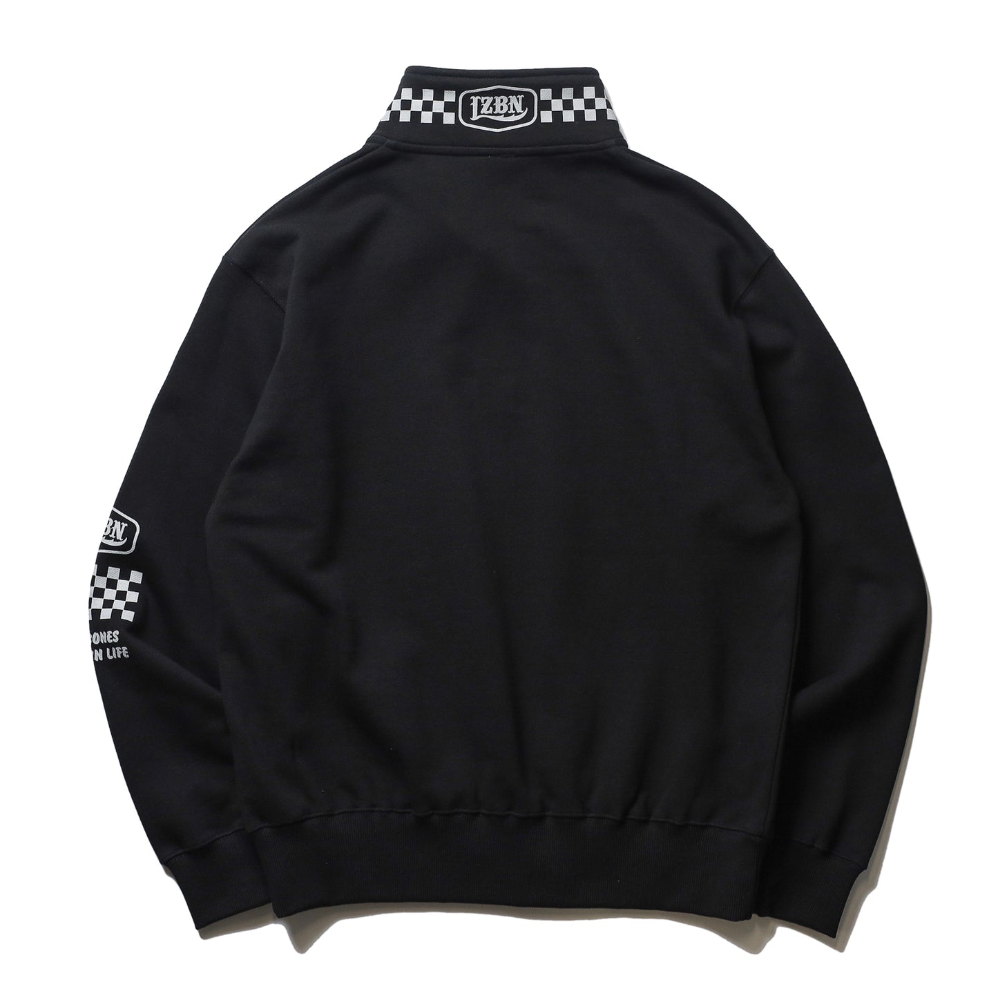 LZBN / HEXAGON & CHECKER HALF ZIP SWEAT (BLACK)