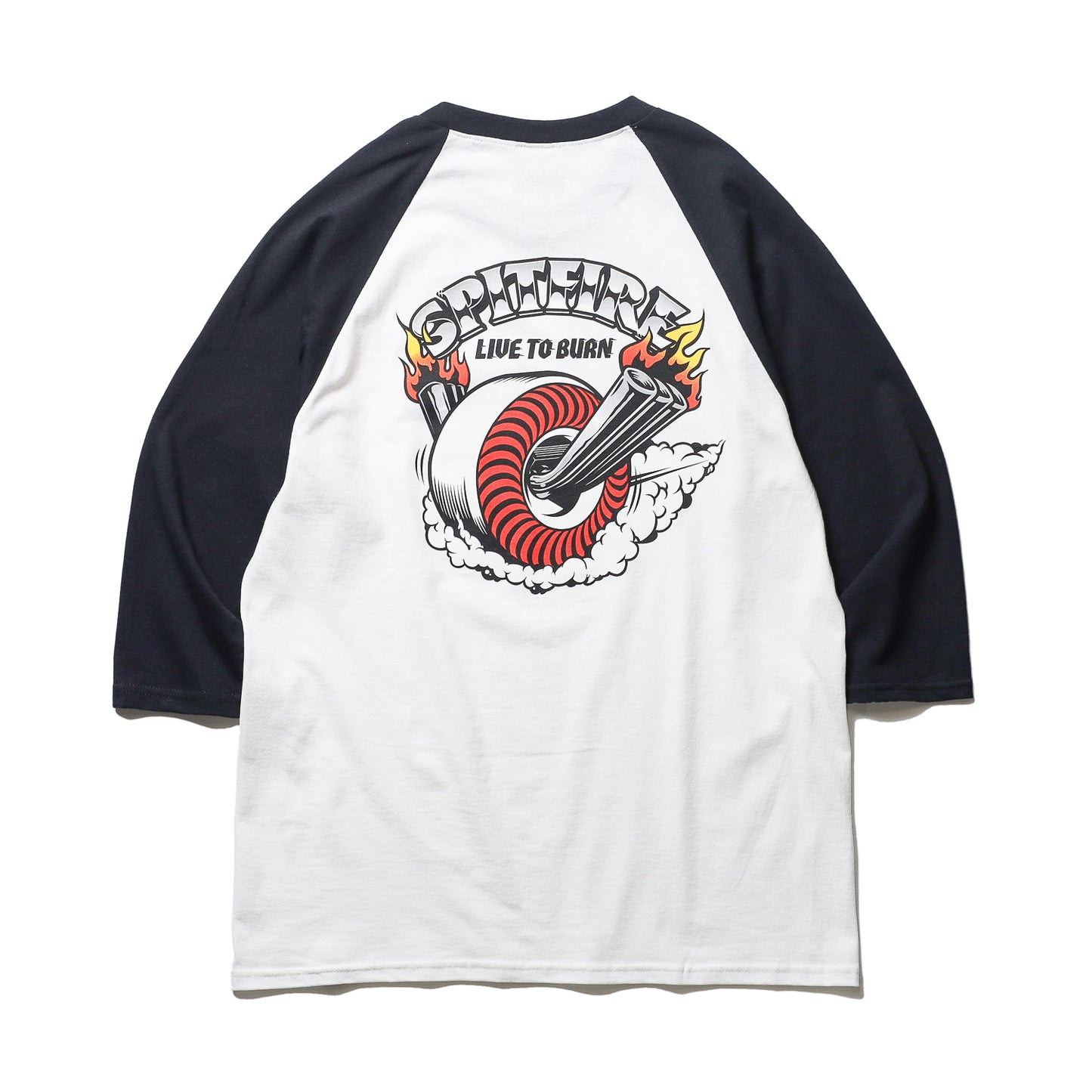 SPITFIRE / BURNOUT 3/4 TEE (WHITE/BLACK)