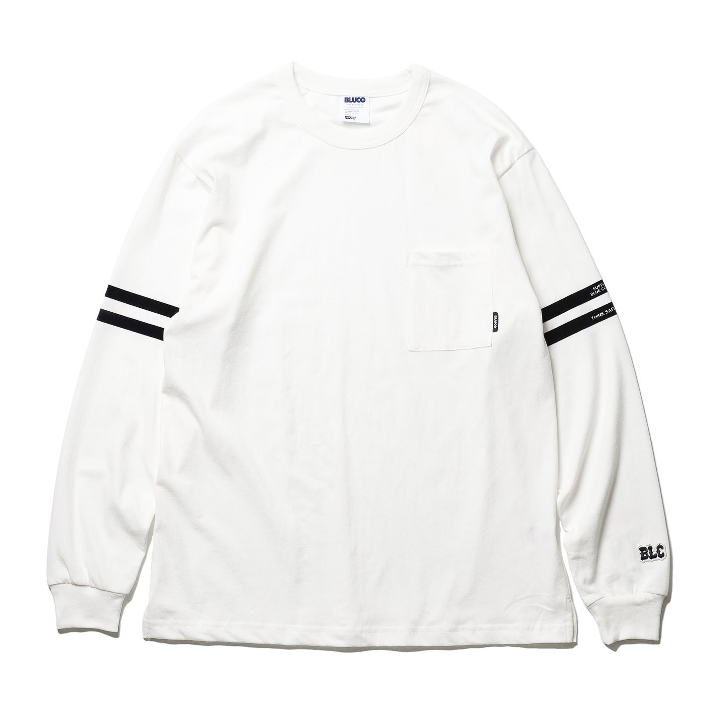 BLUCO / DRY COTTON POCKET L/S TEE -LINE- (WHITE)