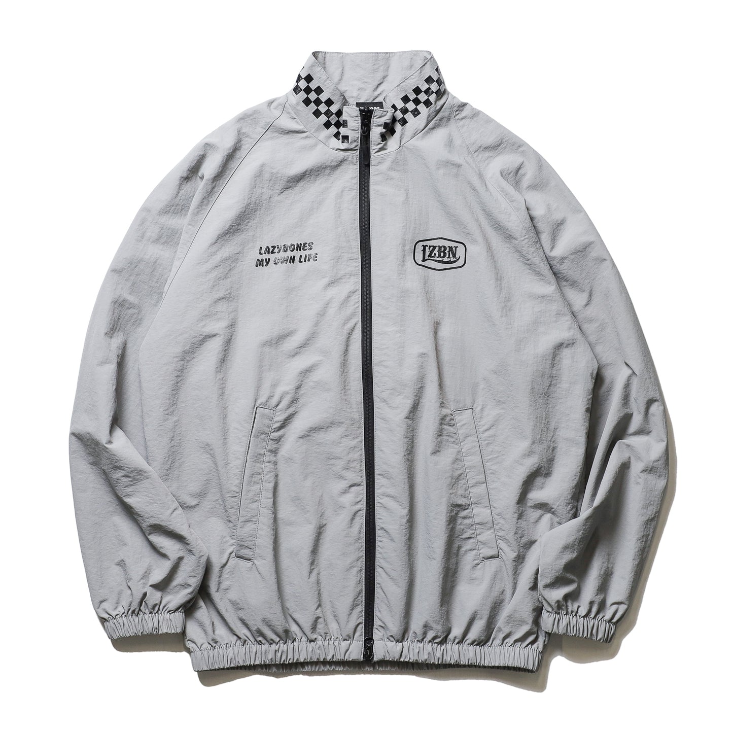LZBN / HEXAGON & CHECKER NYLON JACKET (GREY)