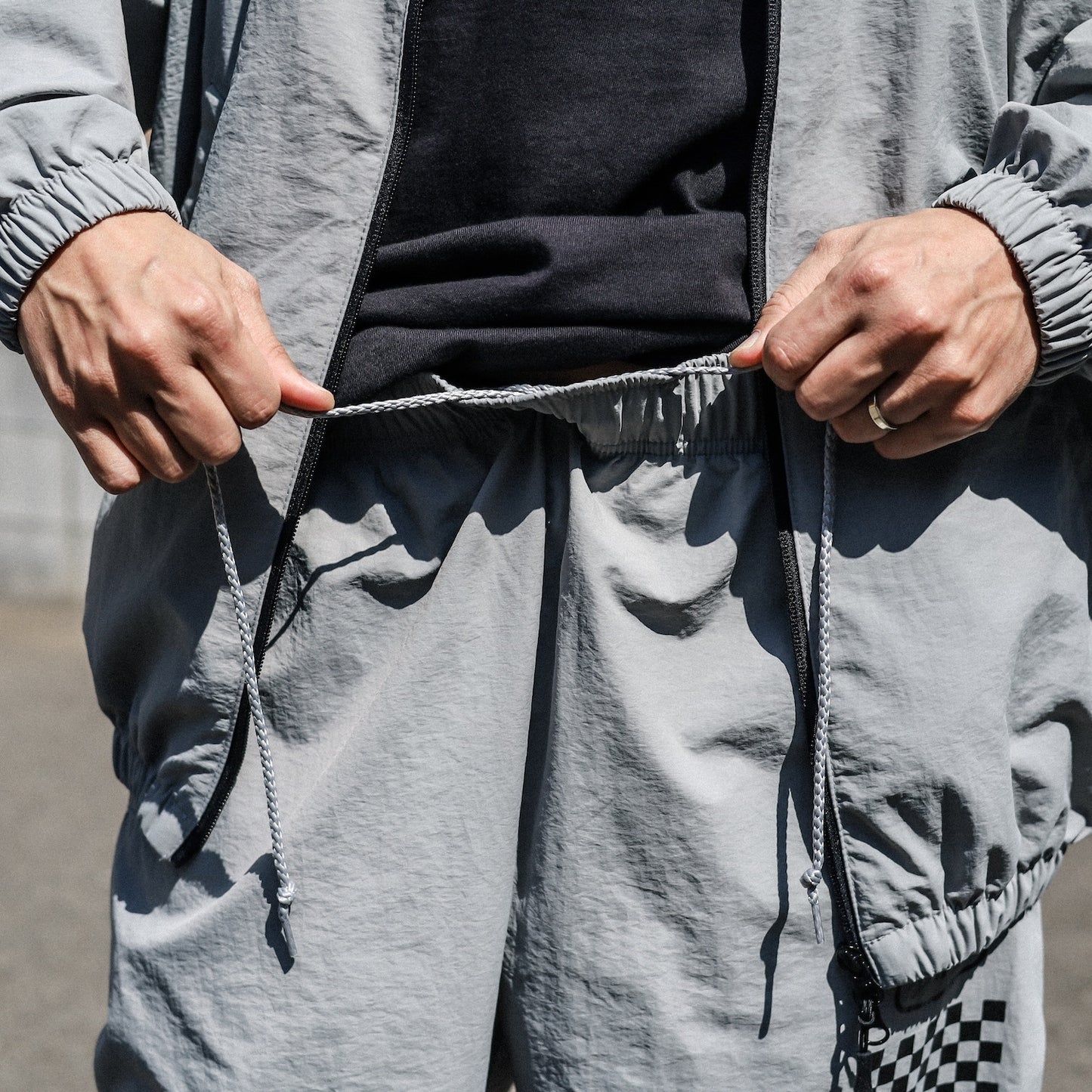 LZBN / HEXAGON & CHECKER NYLON PANT (GREY)