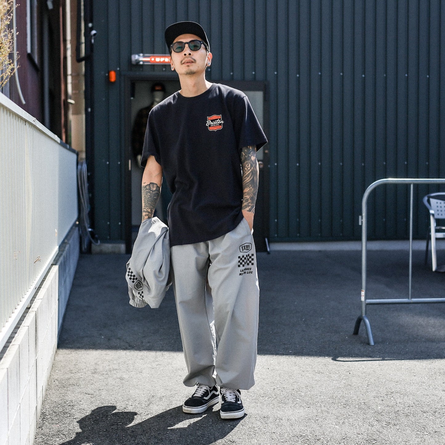 LZBN / HEXAGON & CHECKER NYLON PANT (GREY)