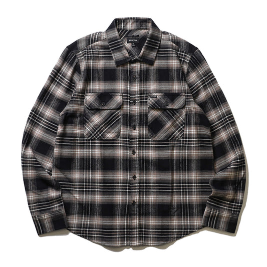 BRIXTON / BOWERY L/S FLANNEL (BLACK/CHARCOAL/BEIGE)