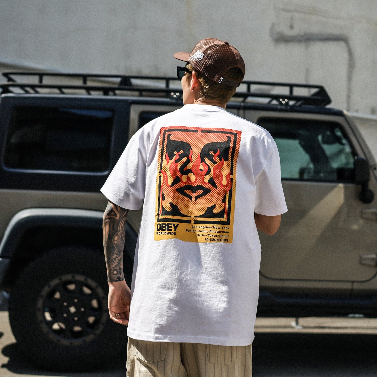 OBEY / OBEY ICON STENCIL FLAME CLASSIC TEE (WHITE)