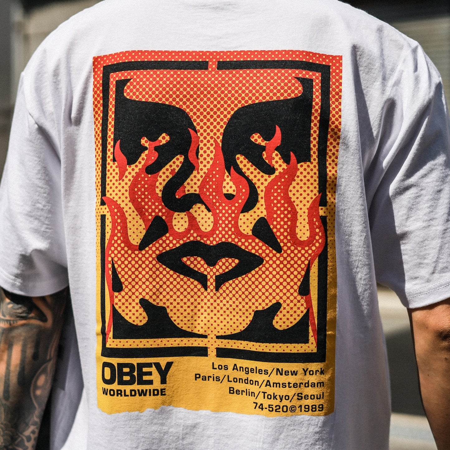 OBEY / OBEY ICON STENCIL FLAME CLASSIC TEE (WHITE)