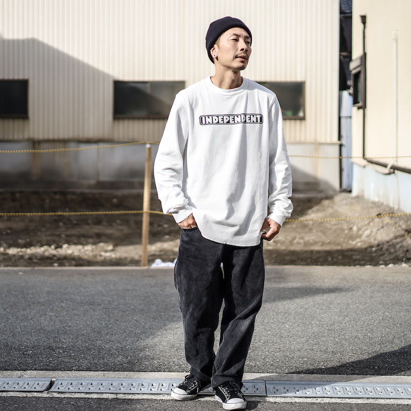INDEPENDENT / BAR LOGO L/S THERMAL TEE (OFF WHITE)