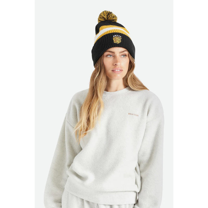 BRIXTON / KIT POM BEANIE (BLACK/OFF WHITE/BRIGHT GOLD)