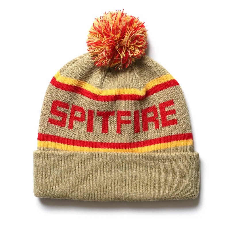 SPITFIRE / CLASSIC 87’ FILL POM BEANIE (TAN/GOLD/RED)