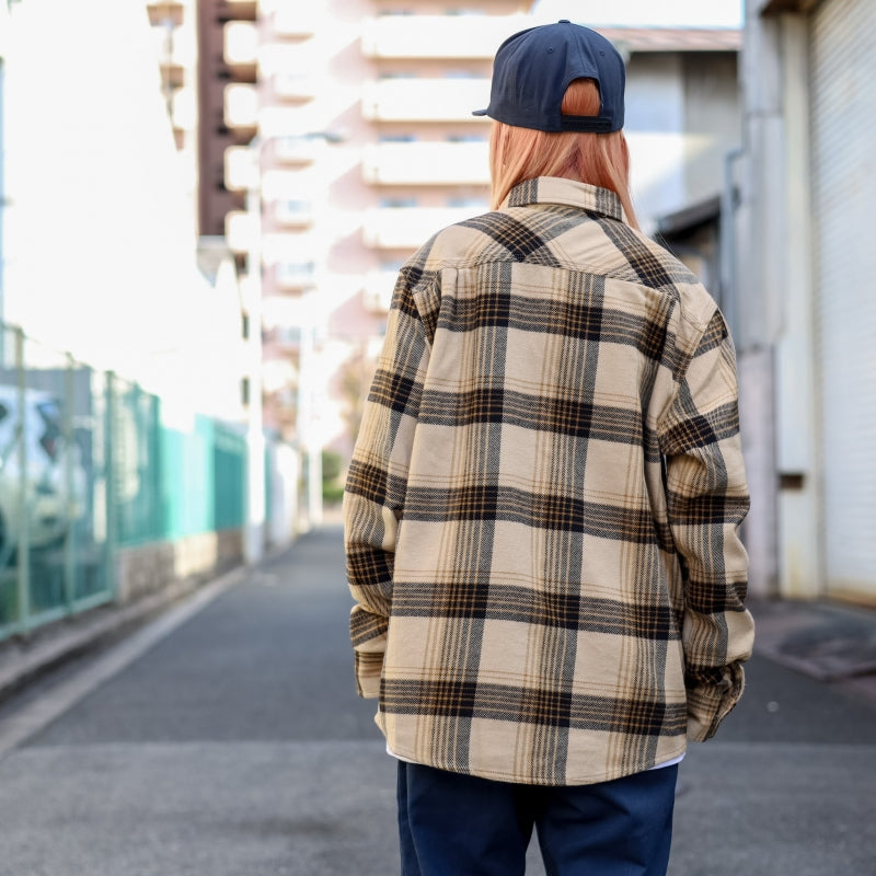 BRIXTON / BOWERY L/S FLANNEL SHIRT (SAND/BLACK)