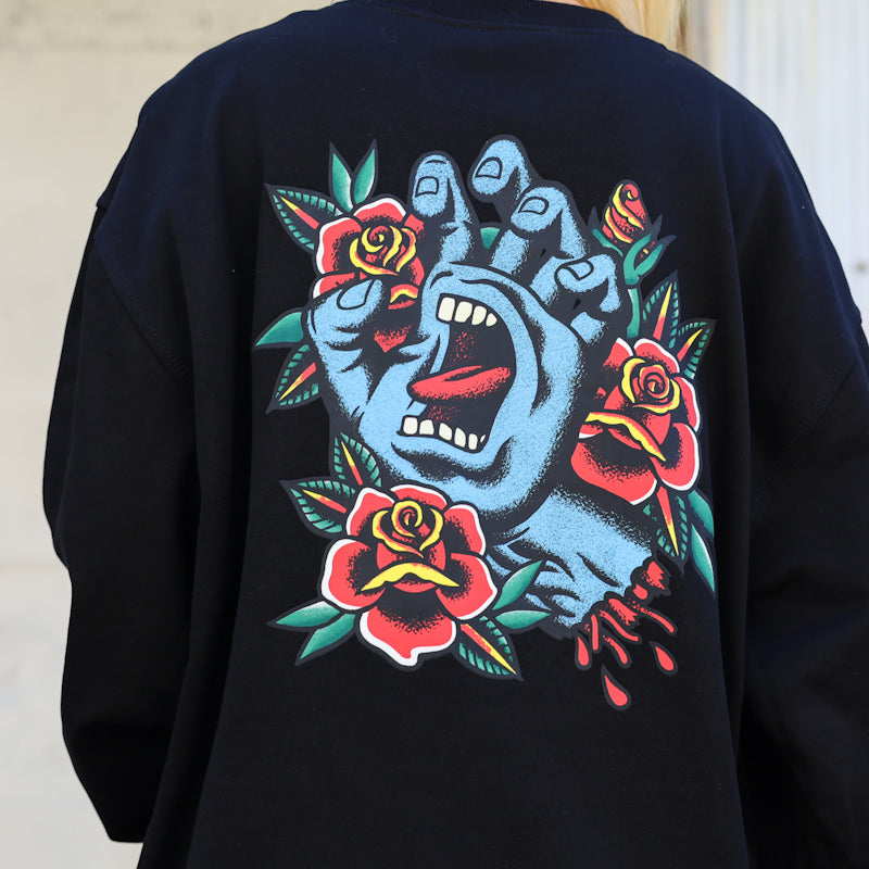 SANTA CRUZ / SCREAMING FLASH CREWNECK SWEAT (BLACK)