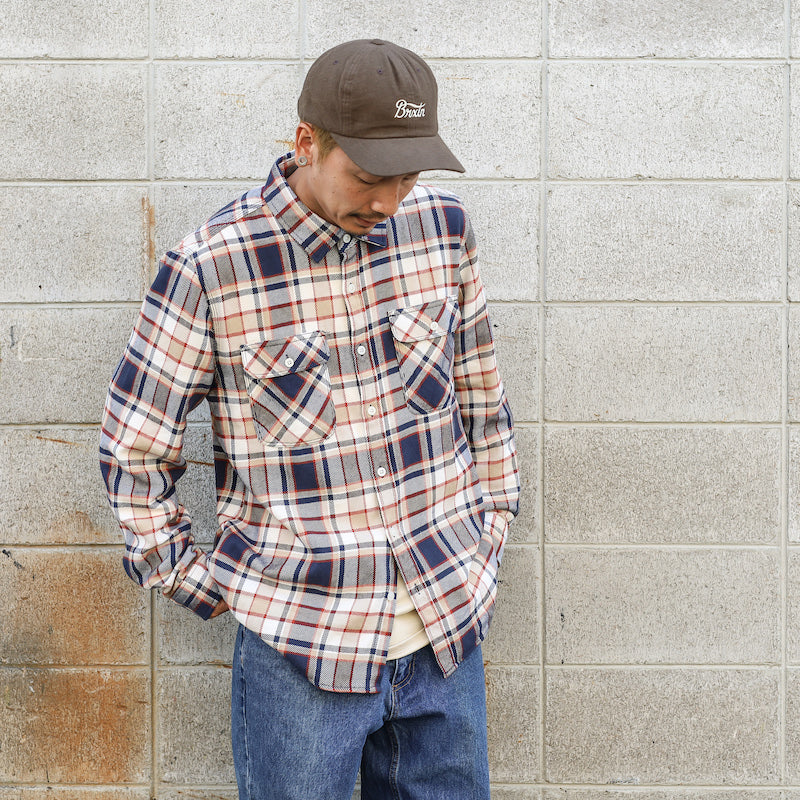BRIXTON / BOWERY L/S FLANNEL SHIRT (WASHED NAVY/BARN RED/OFF WHITE)