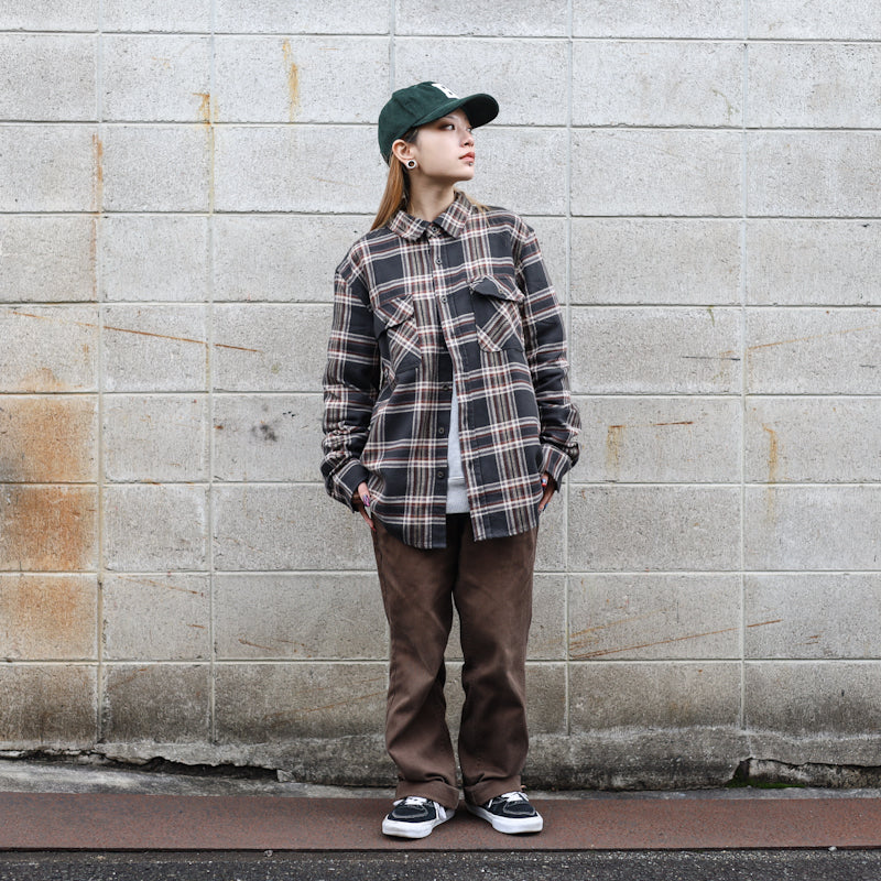 BRIXTON / BOWERY L/S FLANNEL SHIRT (BLACK/CHARCOAL/OFF WHITE)