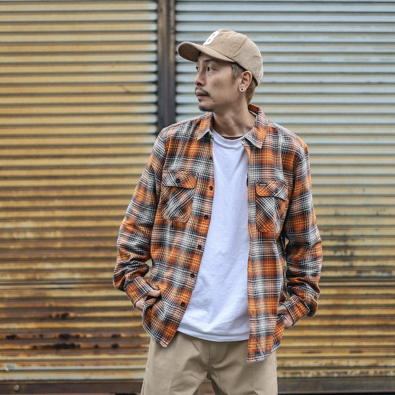 BRIXTON / BOWERY LW ULTRA FLANNEL SHIRT (TERRACOTTA/BLACK)