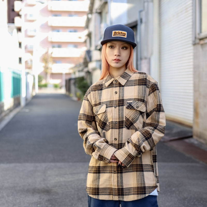 BRIXTON / BOWERY L/S FLANNEL SHIRT (SAND/BLACK)