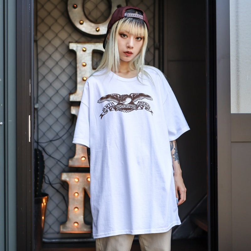 ANTIHERO / BASIC EAGLE TEE (WHITE/BROWN)