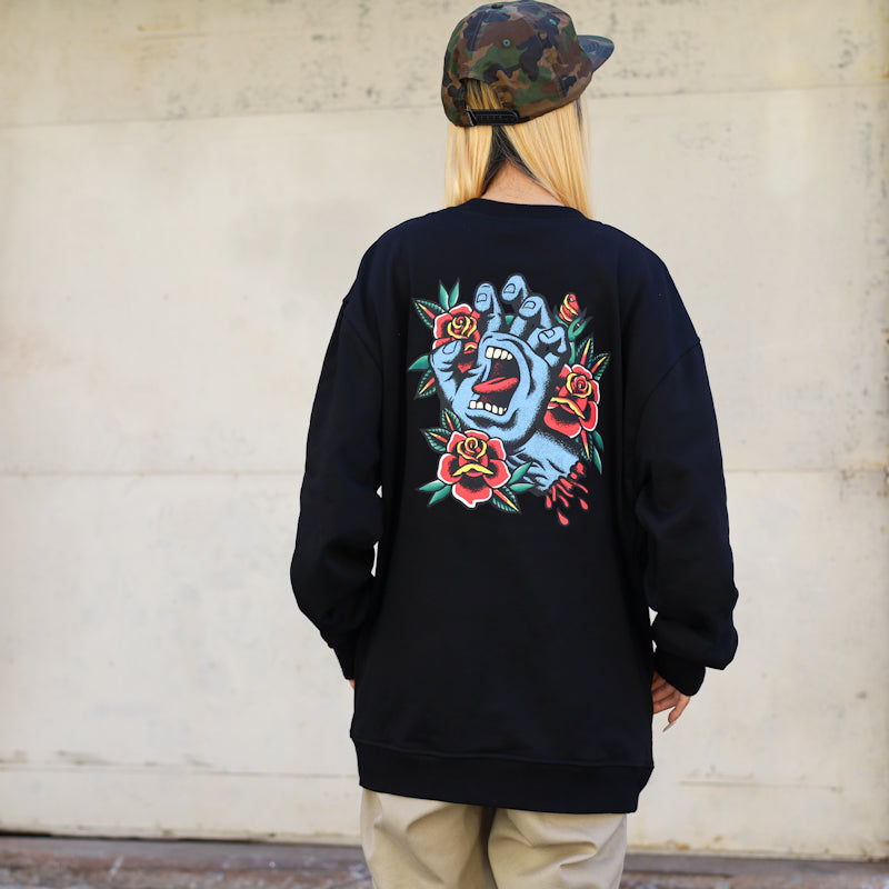 SANTA CRUZ / SCREAMING FLASH CREWNECK SWEAT (BLACK)