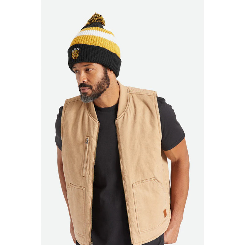 BRIXTON / KIT POM BEANIE (BLACK/OFF WHITE/BRIGHT GOLD)