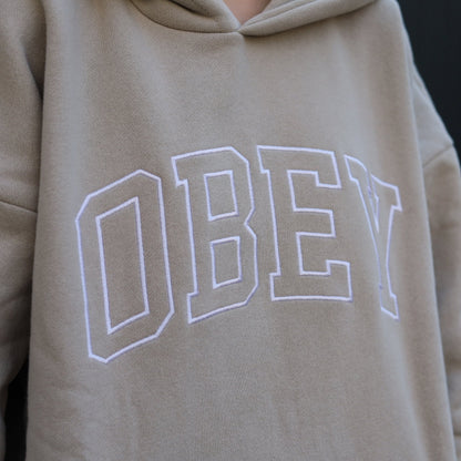 OBEY / INSTITUTE EXTRA HEAVY HOOD (SILVER GREY)