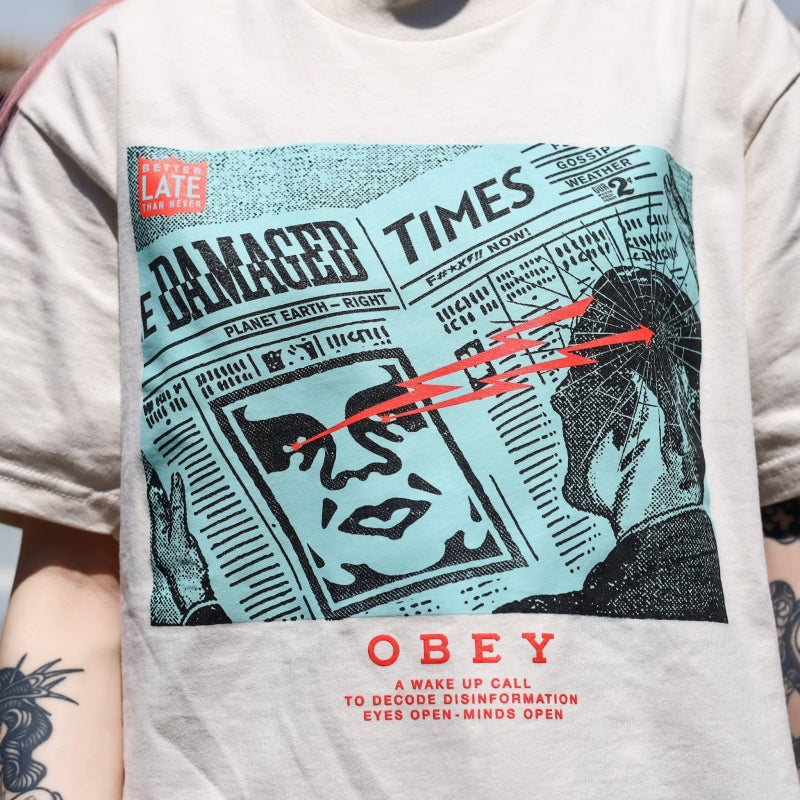 OBEY / OBEY WAKE UP CALL CLASSIC TEE (CREAM)
