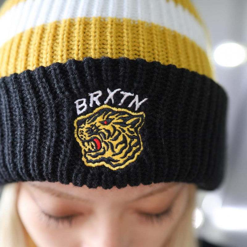 BRIXTON / KIT POM BEANIE (BLACK/OFF WHITE/BRIGHT GOLD)