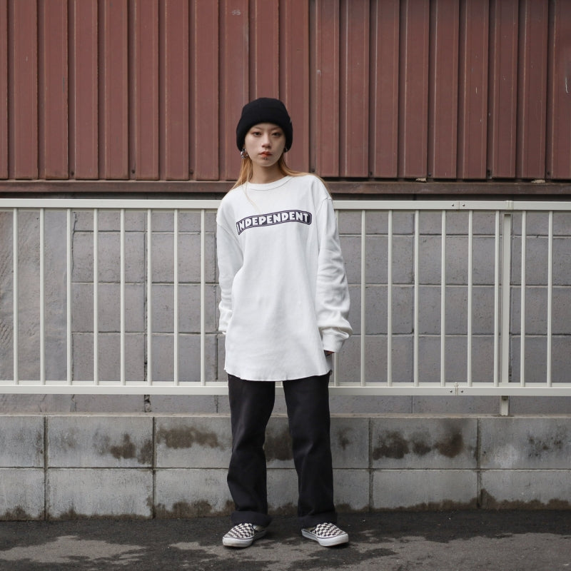 INDEPENDENT / BAR LOGO L/S THERMAL TEE (OFF WHITE)