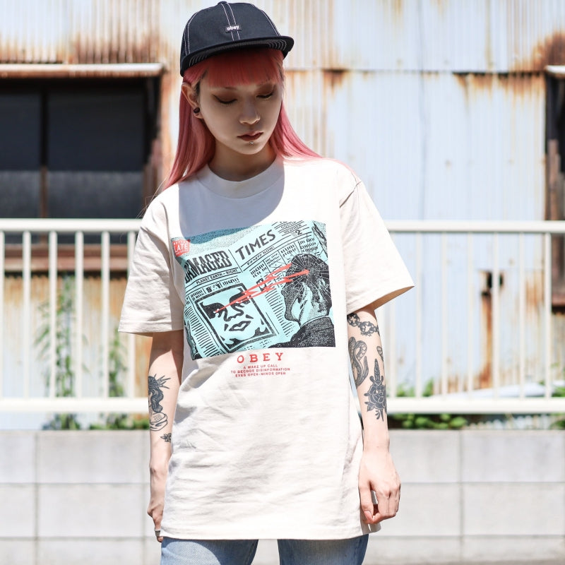 OBEY / OBEY WAKE UP CALL CLASSIC TEE (CREAM)