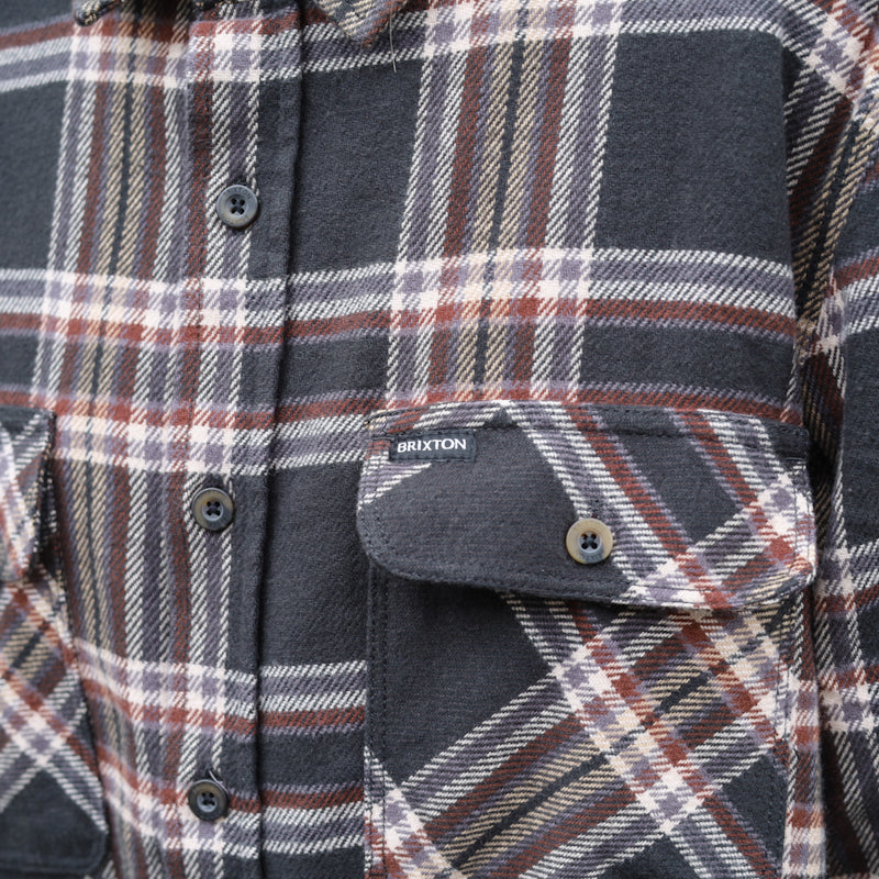 BRIXTON / BOWERY L/S FLANNEL SHIRT (BLACK/CHARCOAL/OFF WHITE)