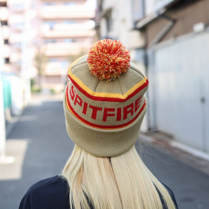 SPITFIRE / CLASSIC 87’ FILL POM BEANIE (TAN/GOLD/RED)