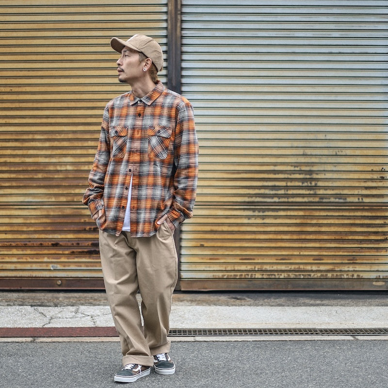 BRIXTON / BOWERY LW ULTRA FLANNEL SHIRT (TERRACOTTA/BLACK)