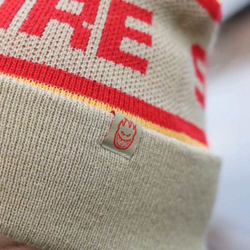 SPITFIRE / CLASSIC 87’ FILL POM BEANIE (TAN/GOLD/RED)