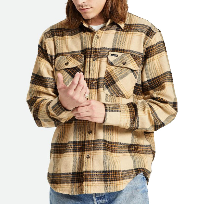BRIXTON / BOWERY L/S FLANNEL SHIRT (SAND/BLACK)