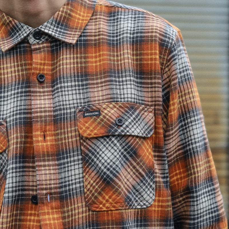 BRIXTON / BOWERY LW ULTRA FLANNEL SHIRT (TERRACOTTA/BLACK)