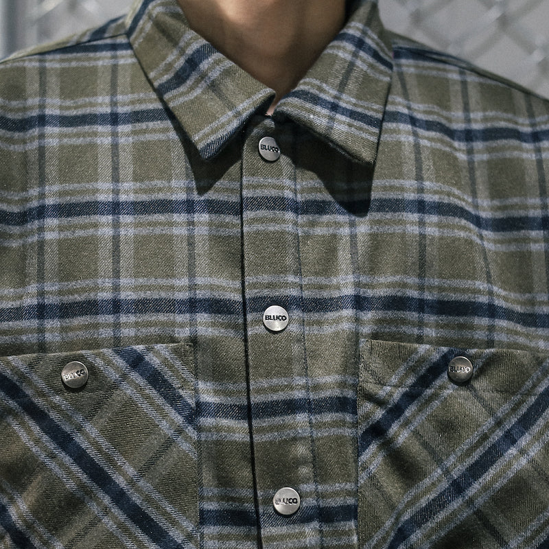 BLUCO / QUILTING FLANNEL SHIRTS (OLIVE)