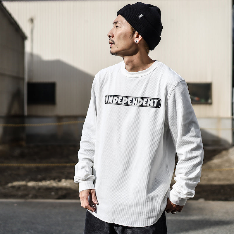 INDEPENDENT / BAR LOGO L/S THERMAL TEE (OFF WHITE)