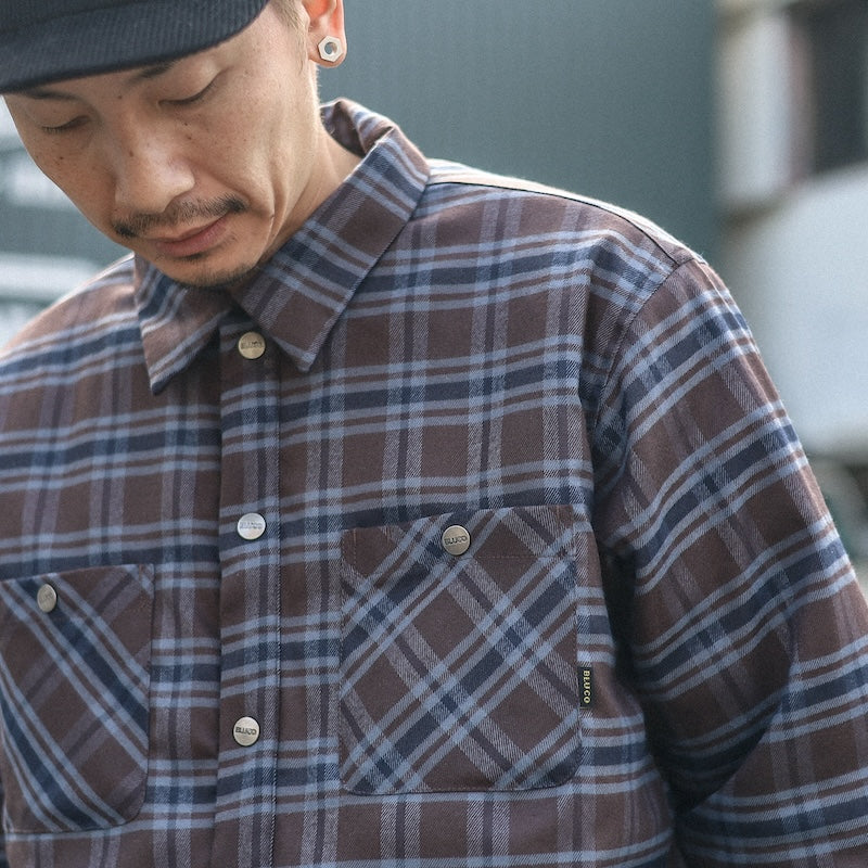 BLUCO / QUILTING FLANNEL SHIRTS (BROWN)