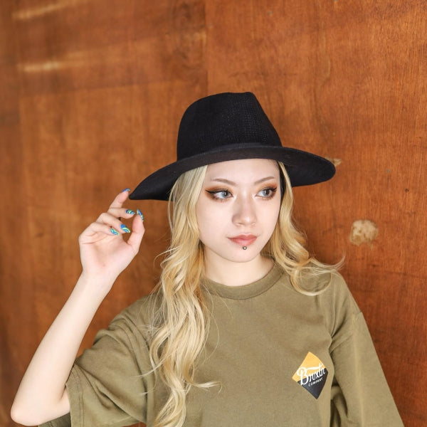 BRIXTON / MESSER KNIT PACKABLE FEDORA (BLACK/BLACK)
